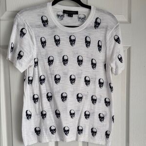 Skull Cashmere White Tee with Skull print size S